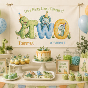 Cute Dinosaur Themed 2nd Birthday Banner