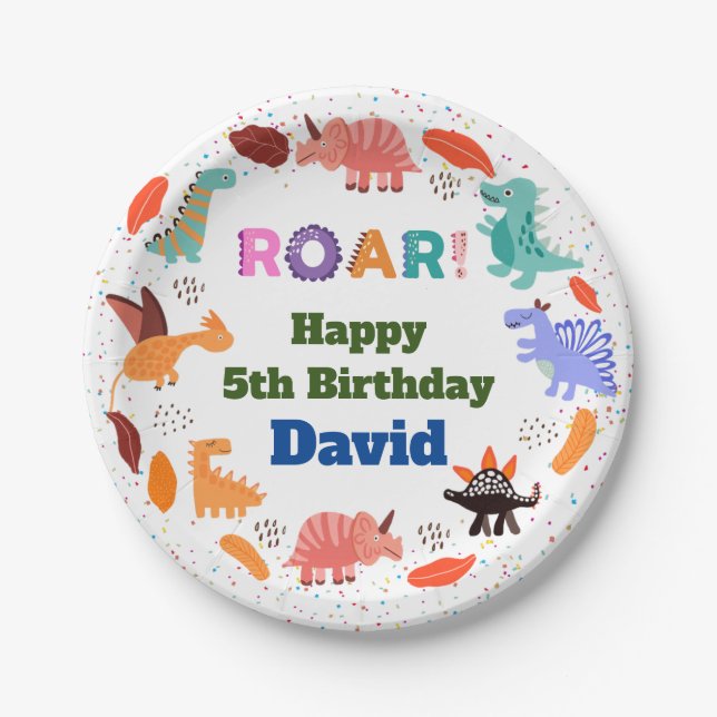 Cute Dinosaur themed birthday party tableware  Paper Plate (Front)