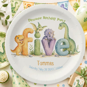 Cute Dinosaur Themed Paper Plate