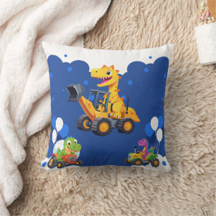 Cute dinosaur tractor dig truck balloon Birthday  Cushion