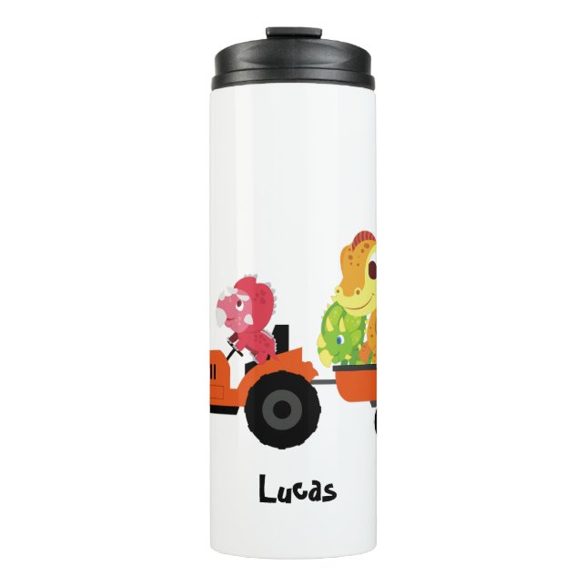 Cute dinosaur tractor Truck Back To School Pre-k Thermal Tumbler (Front)