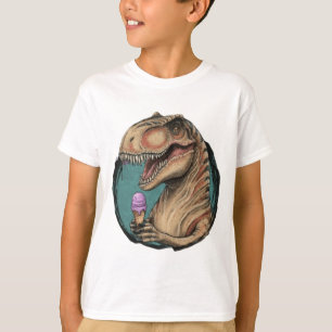 Cute dinosaur trex eating ice cream T-Shirt