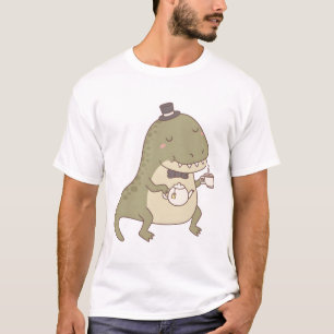 Cute Dinosaur Trex with Teapot and Tea T-Shirt