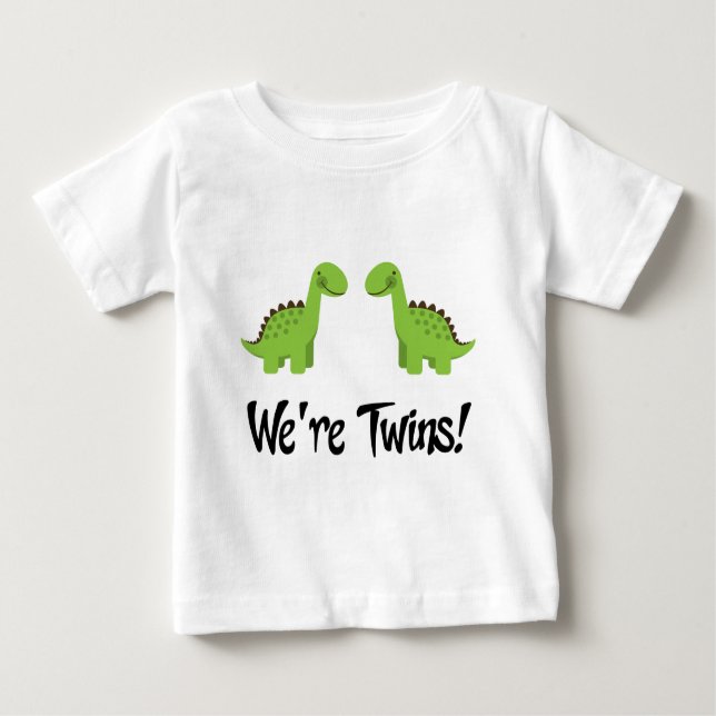 Cute Dinosaur Twins Gift Baby T-Shirt (Front)