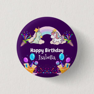 Cute Dinosaur Unicorn rainbow Balloon birthday 3 Cm Round Badge