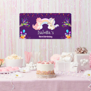 Cute Dinosaur Unicorn rainbow Balloon birthday kid Banner