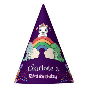 Cute Dinosaur Unicorn rainbow Balloon birthday  Party Hat