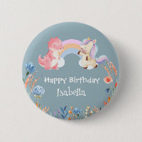 Cute Dinosaur Unicorn rainbow Flower birthday girl