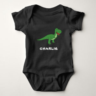 Cute Dinosaur Unique Boy Personalised Custom Name Baby Bodysuit