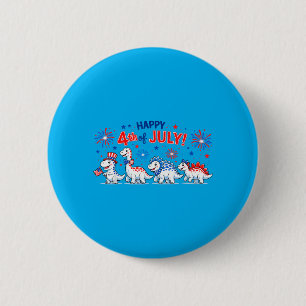 Cute Dinosaur Usa Flag Fireworks Kids 4th Of July 6 Cm Round Badge