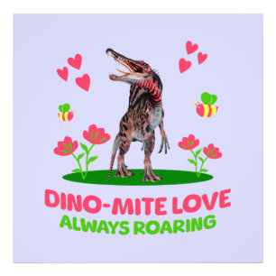 Cute Dinosaur Valentine for Kids Photo Print