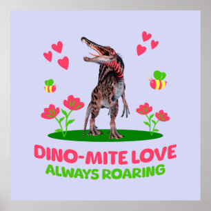 Cute Dinosaur Valentine for Kids Poster