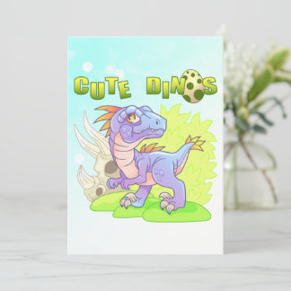 cute dinosaur velociraptor thank you card