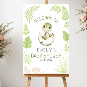 Cute Dinosaur Watercolor Baby Shower Welcome Sign