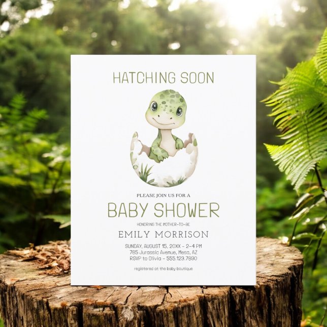 Cute Dinosaur Watercolor Hatching Soon Baby Shower (Creator Uploaded)