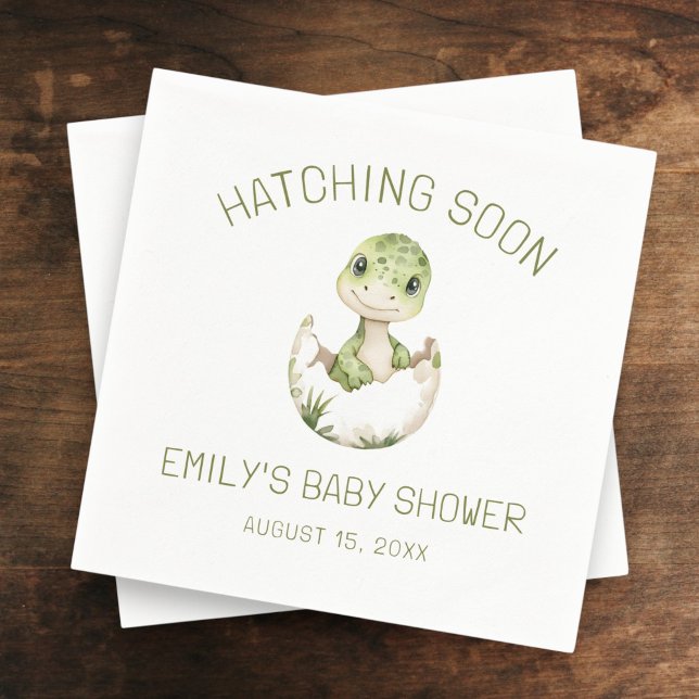 Cute Dinosaur Watercolor Hatching Soon Baby Shower Napkin (Creator Uploaded)