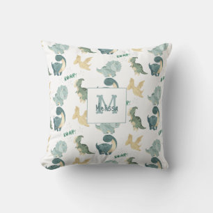 Cute Dinosaur Watercolor Pattern Cushion