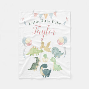 Cute Dinosaur Watercolor Personalised Baby Blanket