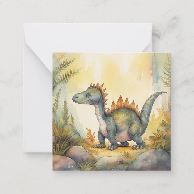 Cute Dinosaur Watercolor Storybook Card (Front)