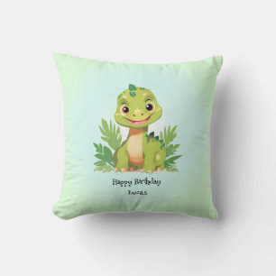 Cute dinosaur wild Birthday party gradient Name Cushion