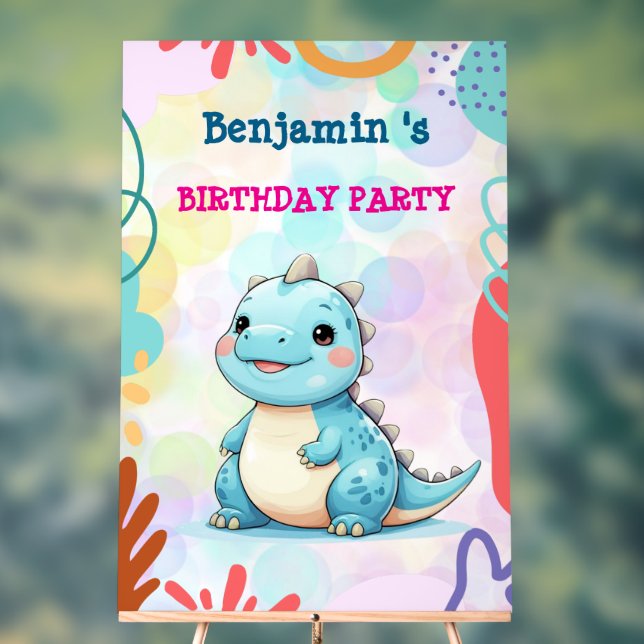 Cute Dinosaur wild Boy Happy birthday party Acrylic Sign (Neutral)