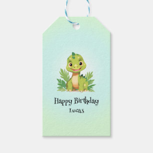 Cute dinosaur wild jungle zoo Birthday party boys Gift Tags