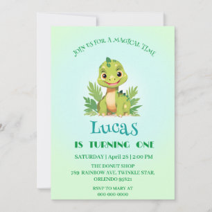 Cute dinosaur wild jungle zoo Birthday party boys Holiday Card
