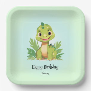 Cute dinosaur wild jungle zoo Birthday party boys Paper Plate