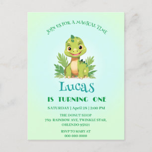 Cute dinosaur wild jungle zoo Birthday party boys Postcard