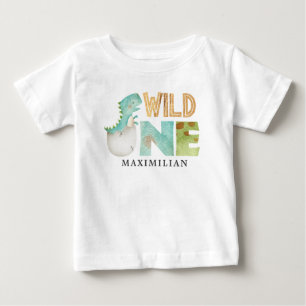 Cute Dinosaur Wild One 1st Birthday Baby T-Shirt