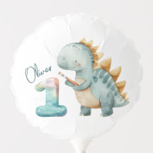 Cute dinosaur with a brush 1st Birthday