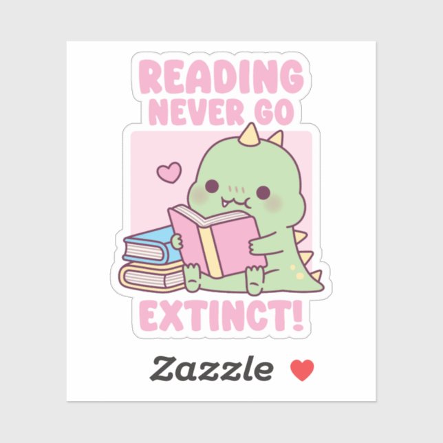 Cute Dinosaur With Books Reading Never Go Extinct (Sheet)