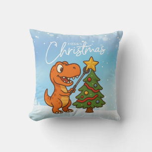 Cute dinosaur with Christmas tree Cushion