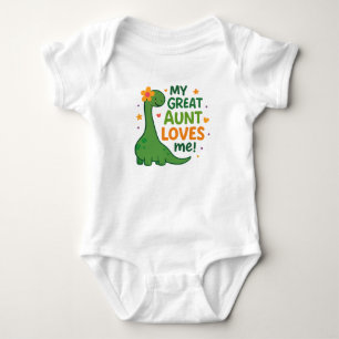 Cute Dinosaur With "My Great Aunt Loves Me" Quote Baby Bodysuit