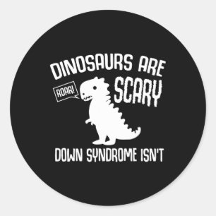 Cute Dinosaur World Down Syndrome Day Women Kids  Classic Round Sticker