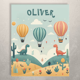 Cute Dinosaurs and Hot Air Balloons Acrylic Print