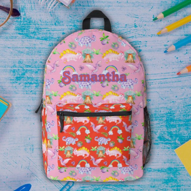 Cute Dinosaurs and Rainbows   Printed Backpack (Creator Uploaded)