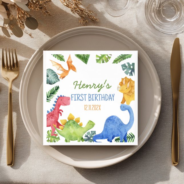 Cute Dinosaurs Birthday Party Napkin (Creator Uploaded)