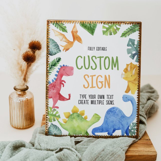 Cute Dinosaurs Birthday Party Table Sign (Creator Uploaded)
