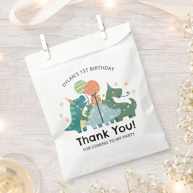 Cute Dinosaurs Birthday Party Thank You Favour Bag (Clipped)