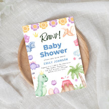 Cute Dinosaurs Boy Baby Shower Invitation