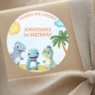 Cute Dinosaurs, Boy's birthday Classic Round Sticker