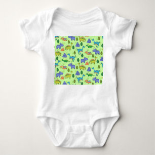Cute Dinosaurs, Cartoon Style. Baby Bodysuit