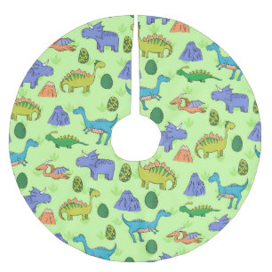 Cute Dinosaurs, Cartoon Style. Brushed Polyester Tree Skirt