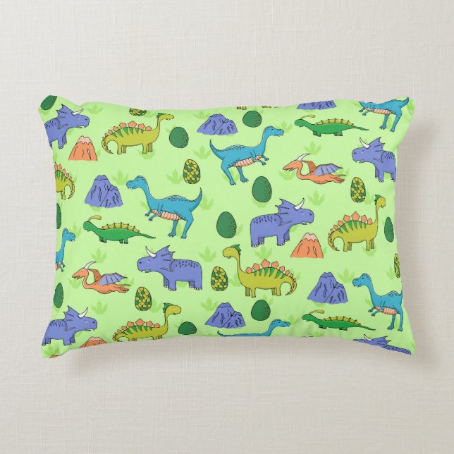 Cute Dinosaurs, Cartoon Style. Decorative Cushion (Front)