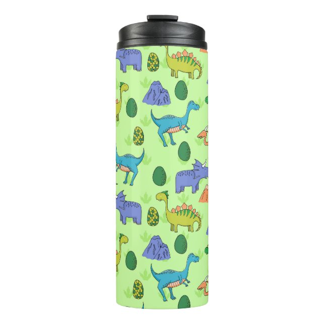 Cute Dinosaurs, Cartoon Style. Thermal Tumbler (Front)