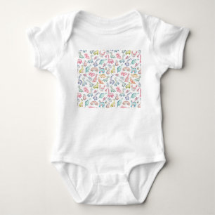 Cute dinosaurs, children's watercolor pattern. baby bodysuit