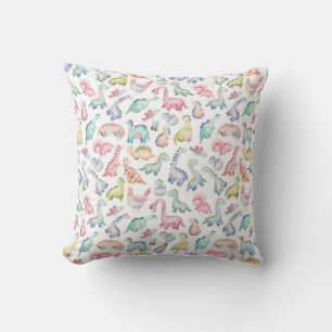 Cute dinosaurs, children's watercolor pattern. cushion