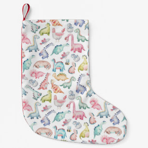 Cute dinosaurs, children's watercolor pattern. small christmas stocking