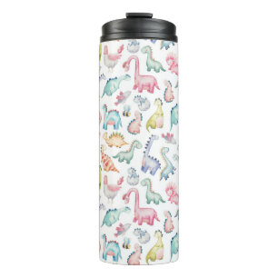 Cute dinosaurs, children's watercolor pattern. thermal tumbler